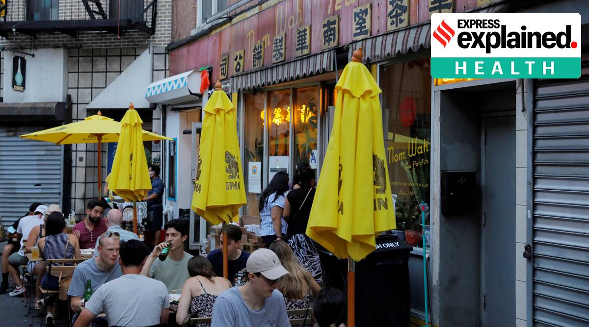 coronavirus study, covid spread in dining, US study covid spread in restaurants, coronavirus latest update, indian express explained