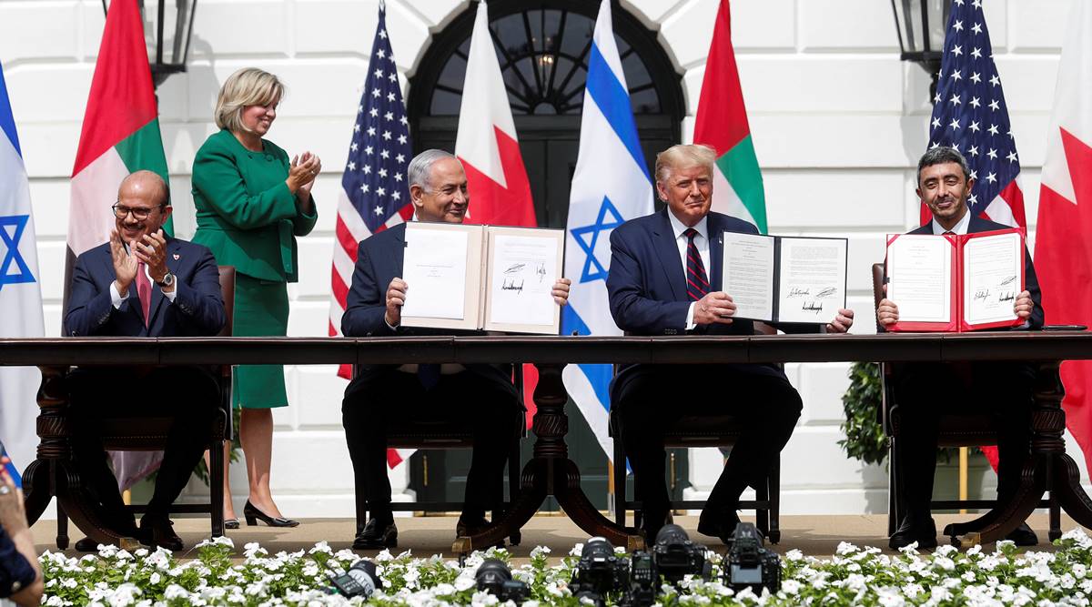Trump presides as Israel, UAE and Bahrain sign historic pacts | World  News,The Indian Express