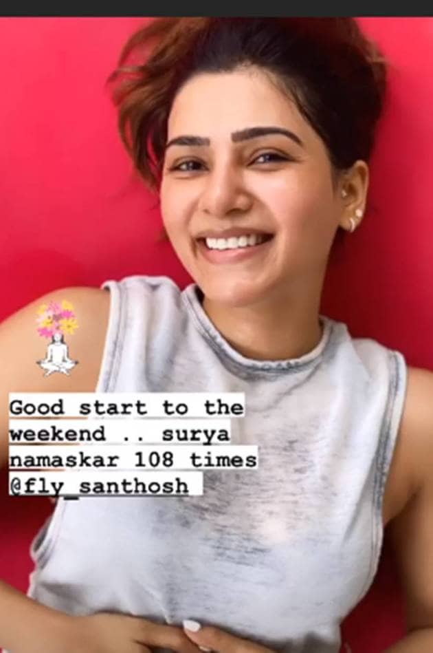 samantha akkineni post workout selfie