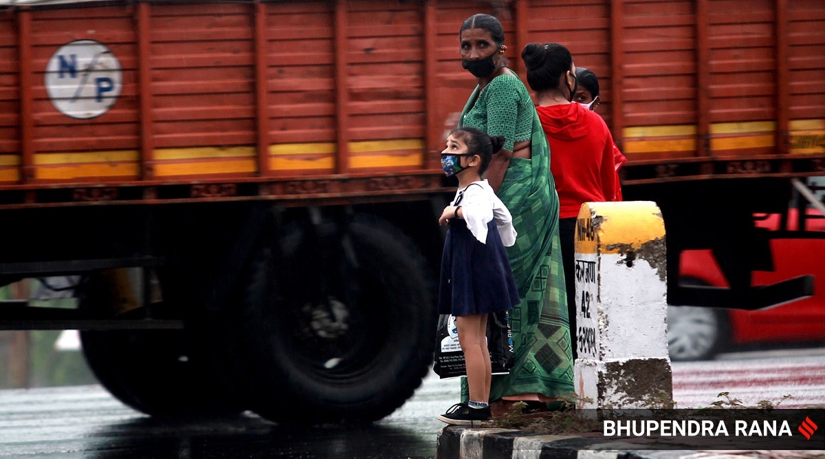 At the Dhumad junction on National Highway 8 (NH8). (Express Photo: Bhupendra Rana)