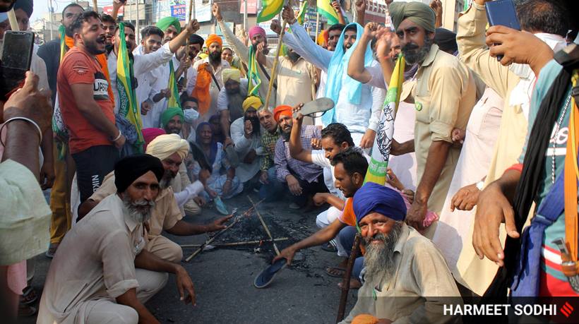 Opposing new farm bills, farmers launch protests across Punjab