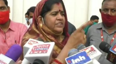 Madhya Pradesh Minister Imarti Devi gobar comment viral video, BJP Imarti Devi, trending, indian express, indian express news