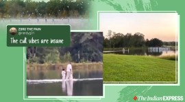 kayne west, kanye west walk on water, sunday services choir, kim kardashian walk on water video, viral news, indian express