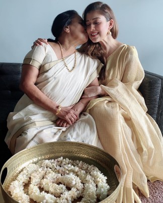 Nayanthara with Vignesh Shivan mother onam