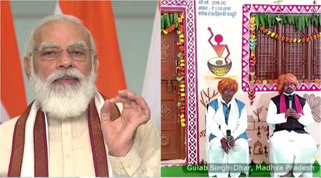 Prime Minister Narendra Modi speaks while attending the ‘Griha Pravesham’ program being held in Madhya Pradesh for the inauguration of 1.75 lakh houses built under Pradhan Mantri Awas Yojana-Grameen (PMAY-G) scheme, through video conferencing, in New Delhi, Saturday, Sept. 12, 2020. (PTI Photo) 