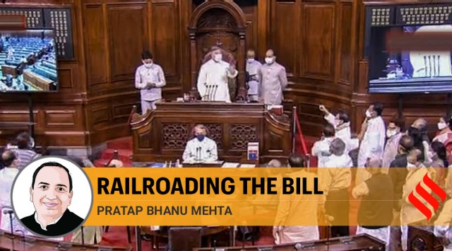 Opposition leaders stage a protest in the Rajya Sabha on Tuesday (RSTV/PTI Photo)