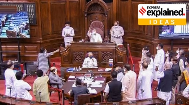 farm bills, farm bills explained, PB Mehta on farm bills, rajya sabha, parliament farm bills, indian express