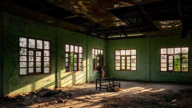 FILE -- The remains of a Rohingya school in Rakhine State in western Myanmar, on May 29, 2019. (Adam Dean/The New York Times)