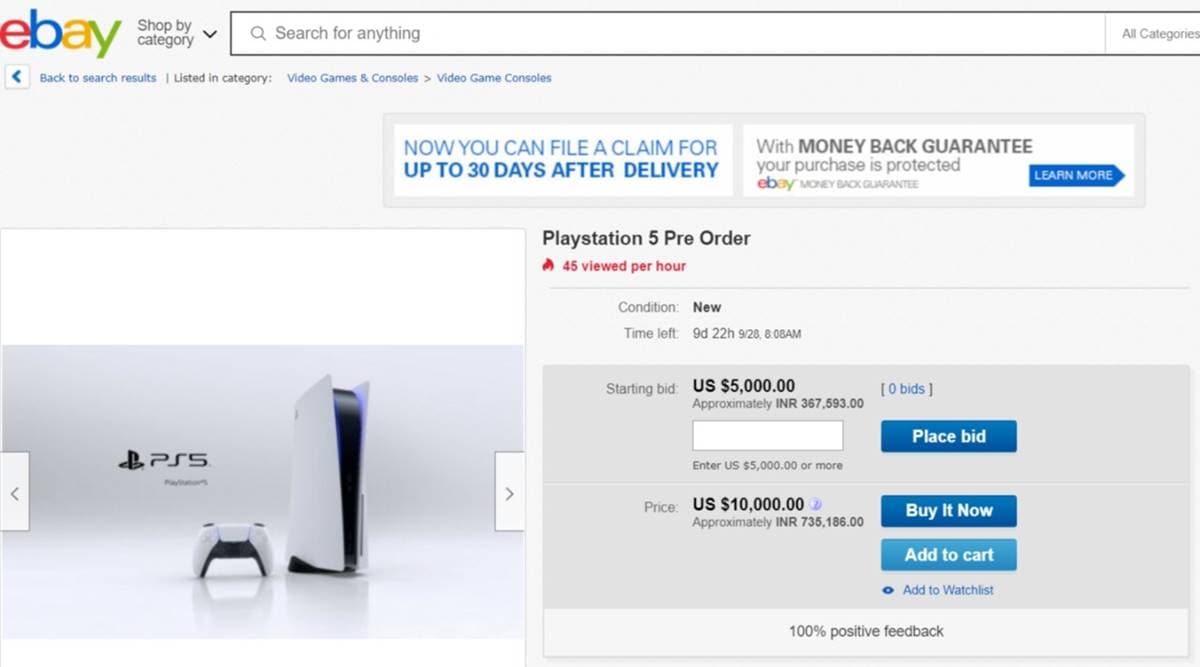 Sony playstation 5, sony ps5, sony ps5 ebay, sony ps5 ebay bids, sony ps5 pre order bids, sony ps5 pre order price, sony ps5 release india, sony ps5 illegal pre order selling