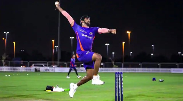 Mumbai Indians seamer Jasprit Bumrah during nets. (Source: Mumbai Indians) 