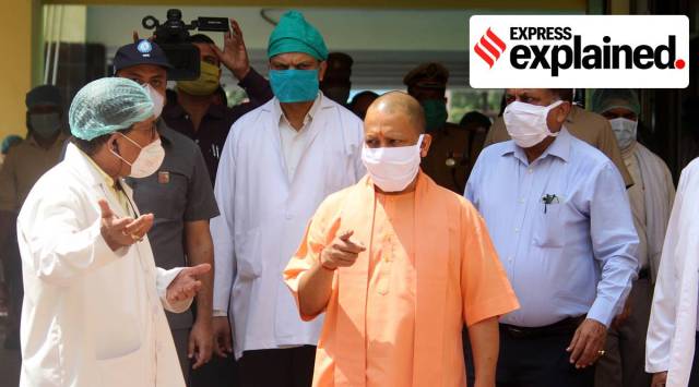 Uttar Pradesh Chief Minister Yogi Adityanath inspects a Covid Hospital in Lucknow. (Express photo by Vishal Srivastav)