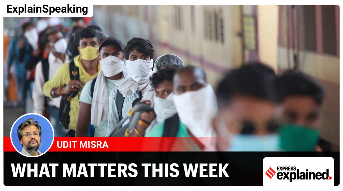 Migrant workers who had left Maharashtra during lockdown returned to the state as restrictions eased. (Express Photo by Pradip Das)