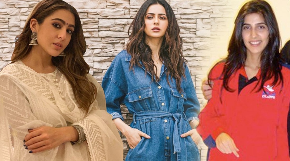 Bollywood actors Sara Ali Khanm, Rakul Preet Singh and Simone Khambatta.