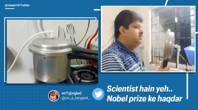 Pressure cooker, steam, pressure cooker steam inhaler, pressure cooker jugaad, pressure cooker as vaporiser, Viral video, Indian Jugaad, Trending news, Indian Express news.