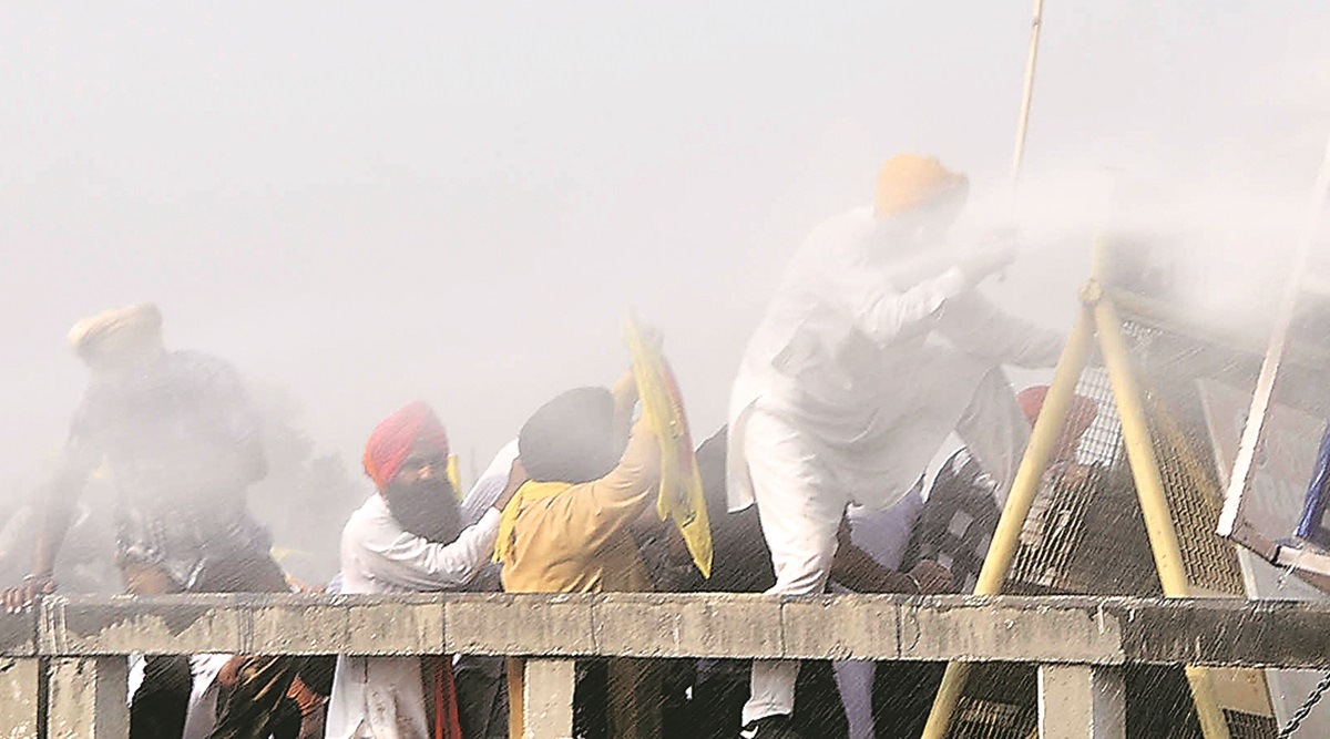 farmer protest, farmers bill 2020, farm bill 2020, farmer protest water cannon, farmer protest lathicharge, indian express