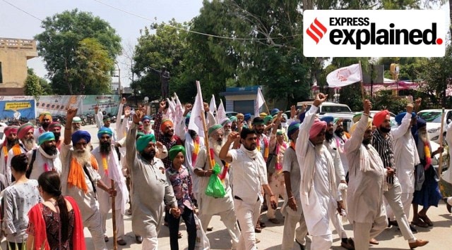 haryana protests, haryana farmers protest, Farmers’ Produce Trade and Commerce Ordinance, Essential Commodities (Amendment) Ordinance, haryana news, indian express