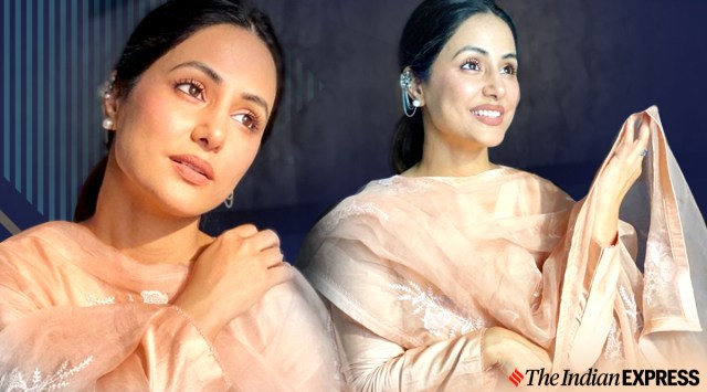 This look is perfect for your zoom call meetings and when you are stepping out to do chores. (Photo: Hina Khan/ Instagram, designed by Gargi Singh)