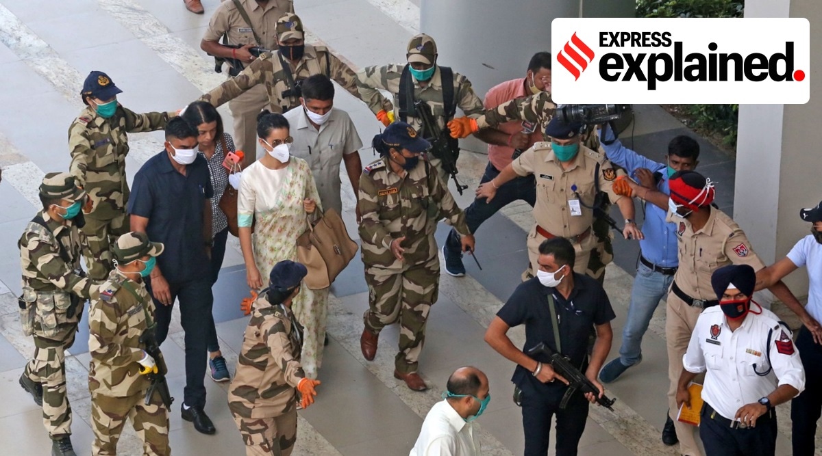 Kangna Ranaut, Kangna Ranaut security, Kangna Ranaut Shiv Sena spat, Kangna Ranaut PoK, Kangna Ranaut Pakistan, Kangna Ranaut news, Indian Express