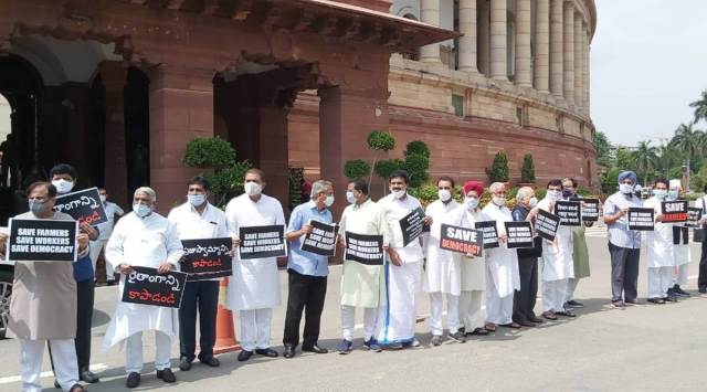 Opposition protests outside Parliament (ANI)