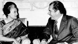 Indira Gandhi with Richard Nixon in Nov 1971. (Express Archive)