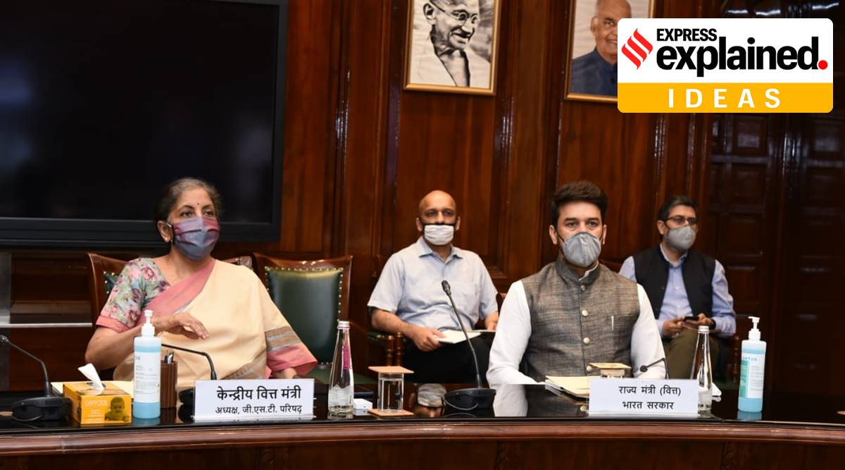 GST, centre borrowing, GST deficit, should states borrow or centre, GST payments to states, express explained, sushil modi, nirmala sitharaman, indian express