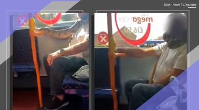 snake mask. man England snake face mask viral video, man wears snake bus viral video