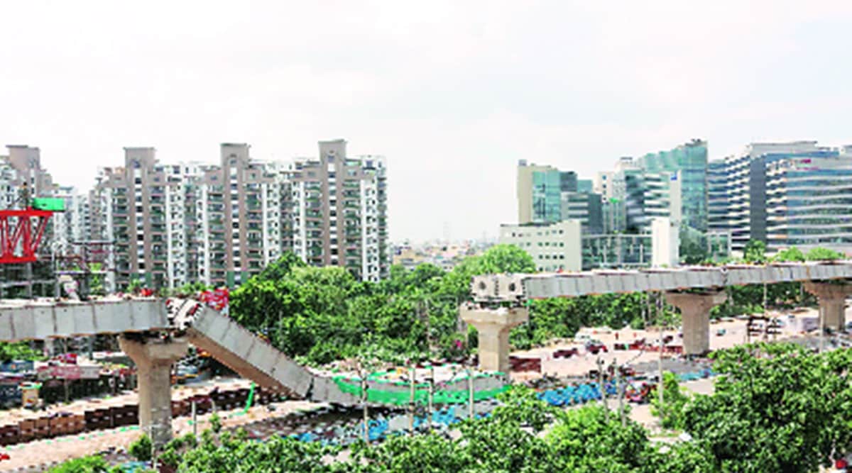 gurgaon road construction, sohna road construction, sohna road collapse, National Highways Authority of india, nhai, indian express news