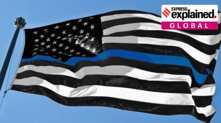 thin blue line, what is thin blue line flag, us thin blue line flag, thin blue line racism flag, new thin blue line flag, us elections, us racism, us elections 2020, donald trump, explained, express explained,