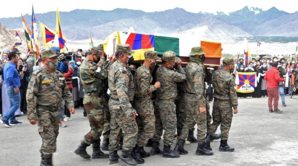 Nyima Tenzin, Nyima Tenzin funeral, ram madhav at Nyima Tenzin funeral, sff soldier death, tibetan unit soldier funeral, india china border dispute, indian express