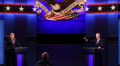 Trump, presidential debate, debate highlights, trump biden debate, shut up man, proud boys, indian express
