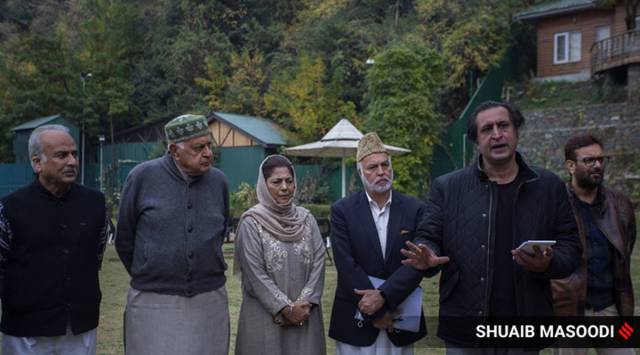 Farooq Abdullah has been named chairman of Peoples Alliance for Gupkar declaration; Mehbooba Mufti to be deputy. (Express photo by Shuaib Masoodi)