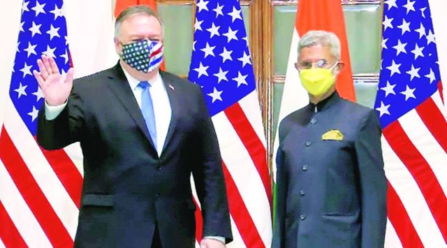 External Affairs Minister S Jaishankar with US Secretary of State Michael R  Pompeo in New Delhi on Monday. (Reuters)
