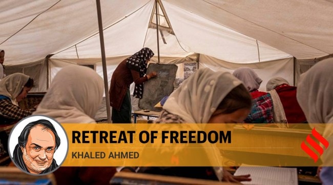 afghanistan taliban power, taliban woman, taliban news, afghan women, Ashraf Ghani, Abdullah Abdullah, Khaled Ahmed writes, indian express opinion 