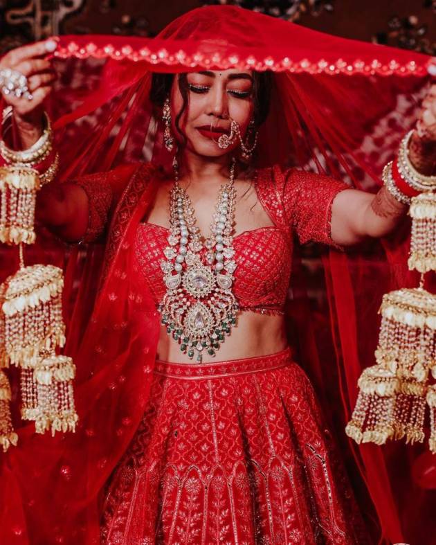 neha kakkar pink lehenga wedding