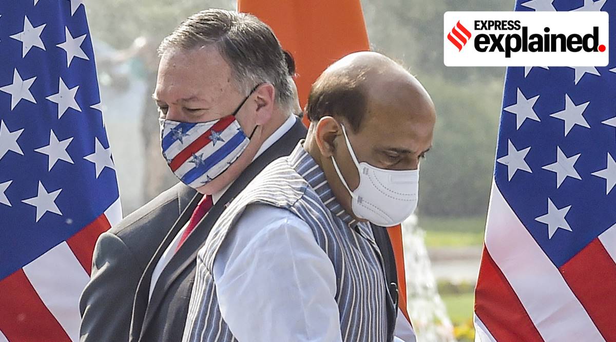 Defence Minister Rajnath Singh and  US Secretary of State Mike Pompeo in New Delhi (PTI)