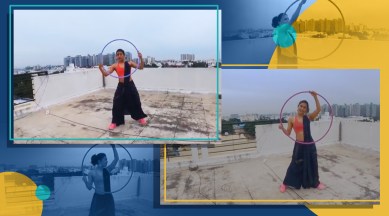 hula hoop, how to hula hoop, samyuktha hegde fitness, samyuktha hegde, indianexpress.com, fitness goals, indianexpress, celeb fitness, hula hooping benefits,