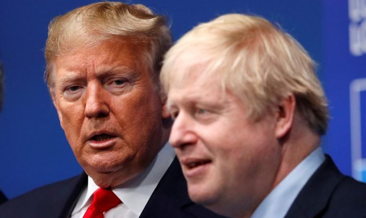 Britain's Prime Minister Boris Johnson and Donald Trump at the NATO leaders summit in Watford, Britain December 4, 2019. REUTERS/Peter Nicholls