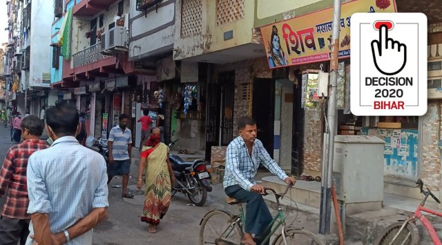 Signboards in Hindi in Surat's Katargam area, with a high proportion of migrants. (Express photo by Hanif Malek)
