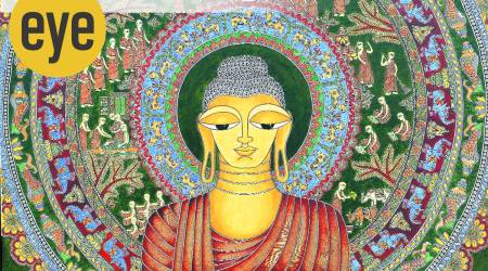 Malvika Raj’s Madhubani Amitabha (2014), with minute renditions of Dalit iconography