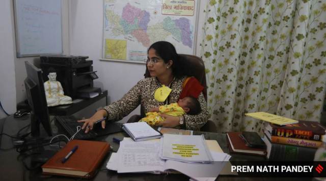 SDM Saumya Pandey in her office. (Express Photo: Prem Nath Pandey)