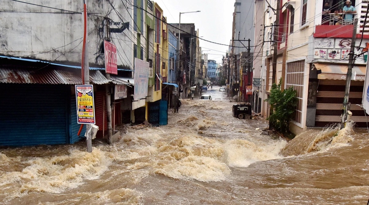 hyderabad, hyderabad rains, hyderabad floods, hyderabad news, hyderabad, maharashtra rains, indian express