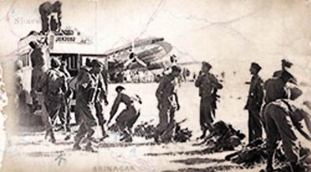 Indian forces airlifted to Srinagar on Oct 27, 1947.