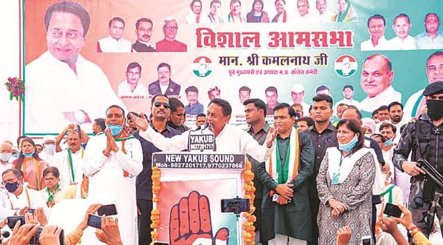 Kamal Nath at a rally in Gwalior district. (PTI)