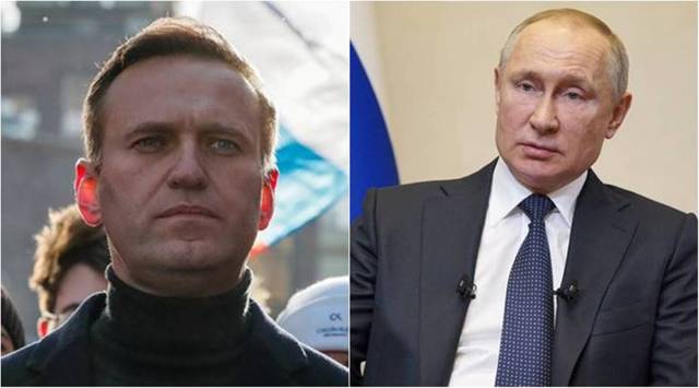 Alexei Navalny and Russian President Vladimir Putin.