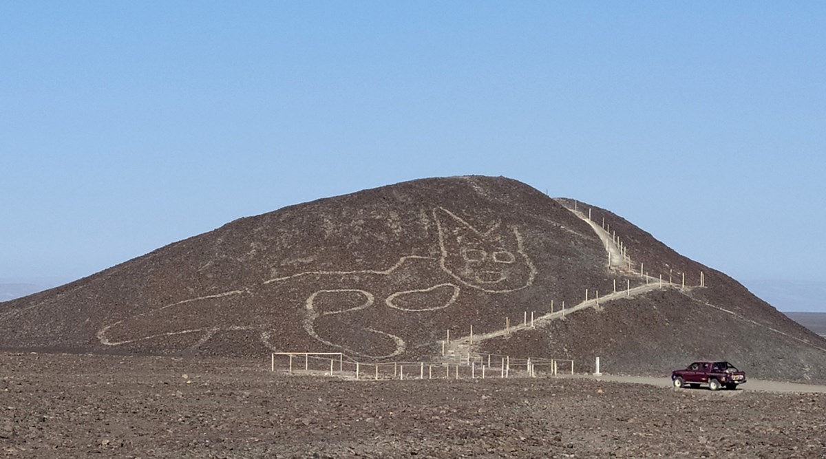 Peru Nazca Lines, Peru Nazca Lines cat figure, nazca lines feline figure, viral photo, indian express