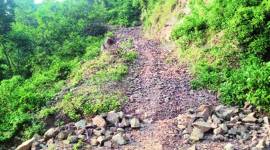 road construction, dirt trek, hilly trail, Panchkula-Morni road, Morni village, Panchkula news, Haryana news, Indian express news