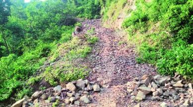 road construction, dirt trek, hilly trail, Panchkula-Morni road, Morni village, Panchkula news, Haryana news, Indian express news