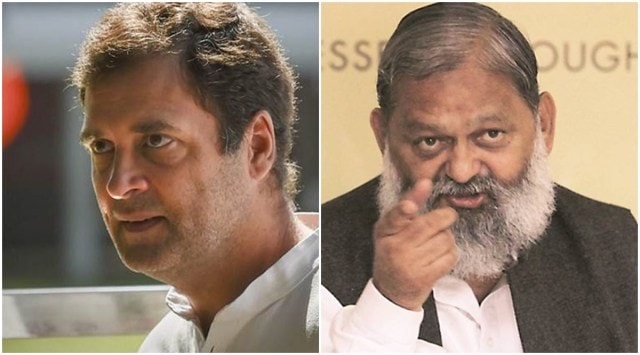 farm bills 2020, anil vij, rahul gandhi, rahul gandhi farm bill protest, rahul gandhi haryana fam bill protest, rahul gandhi haryana entry, Indian expressnews