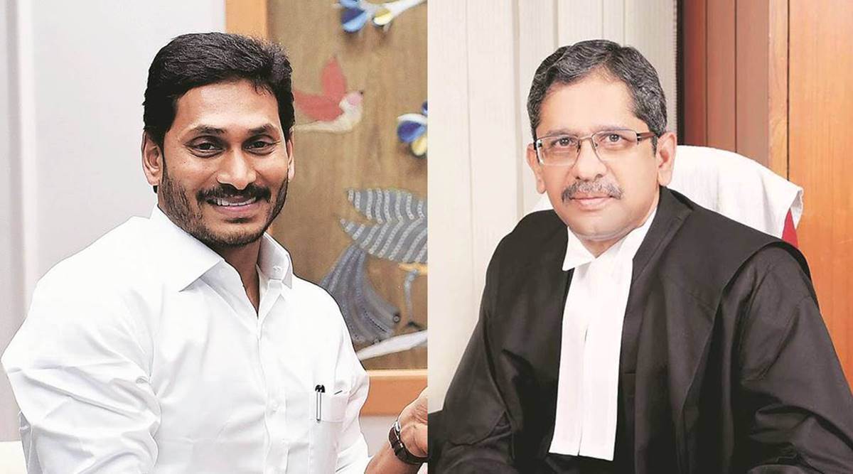 jagan Mohan reddy, andhra pradesh cm Justice N V Ramana, justice N V Ramana, jagan mohan reddy CJI letter, jagan mohan reddy corruption, andhra pradesh high court influence, indian express