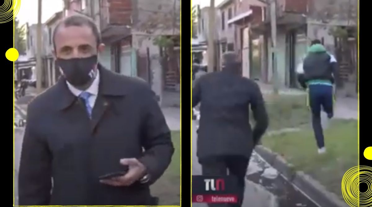 Argentina, TV reporter, Phone theft, Theft caught on live camera, Theft on live television, Viral video, phone theft caught on camera argentina, Trending news, Indian Express news.